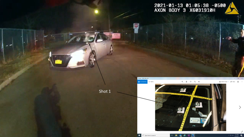Photo of Shot 1 from Officer Ieradi’s body-cam footage.