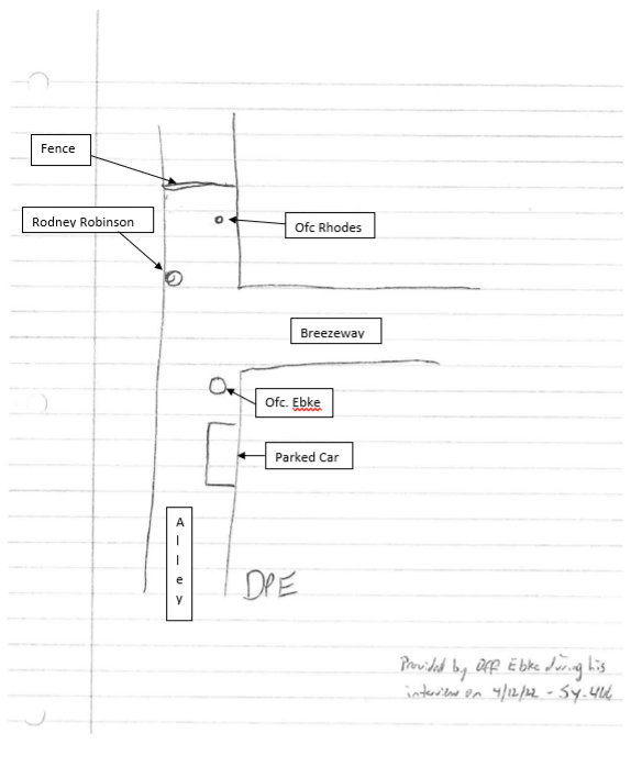 Ofc. Ebke Crime Scene Sketch (text boxes added by DCRPT)
